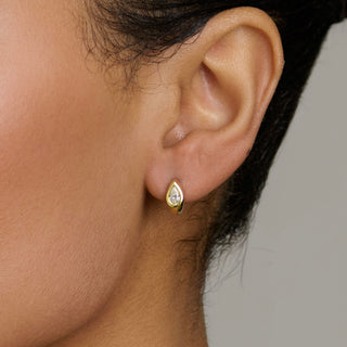 Diamond Reverse Pear Huggies by Logan Hollowell Jewelry