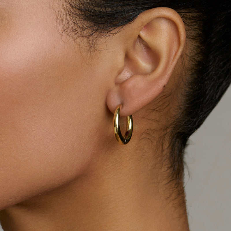 Solid Medium Goddess Hoops by Logan Hollowell Jewelry