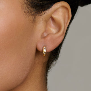 Three Star Set Rounded Huggies by Logan Hollowell Jewelry