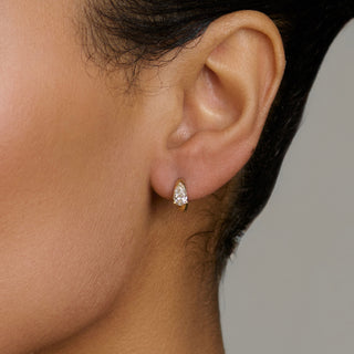 Petite Water Drop Diamond Huggies by Logan Hollowell Jewelry