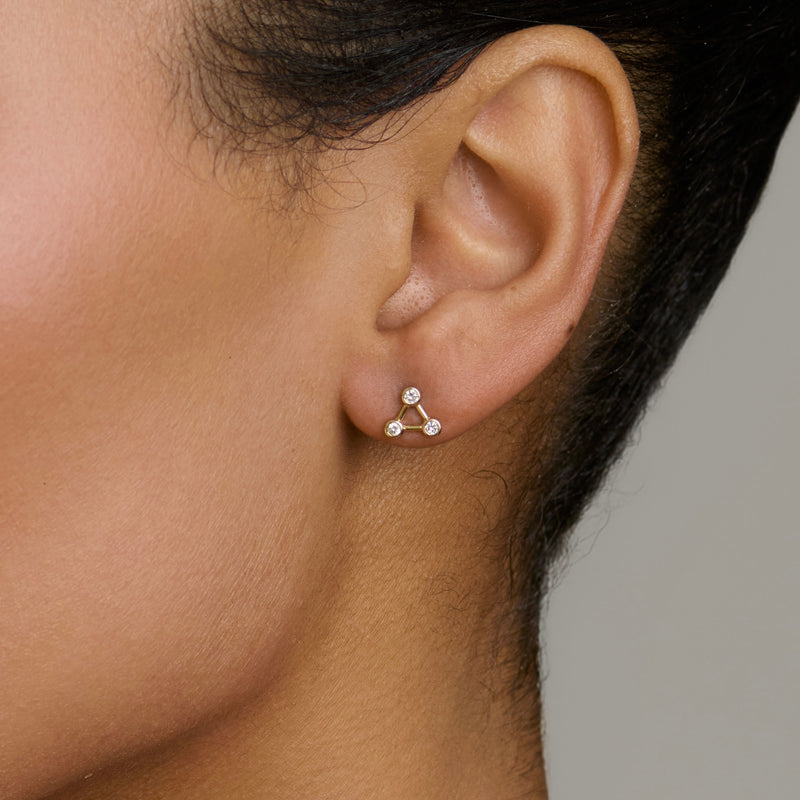 Mini Summer Triangle Diamond Constellation Earrings