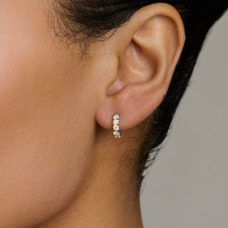 Petite French Pavé Diamond Hoops by Logan Hollowell Jewelry