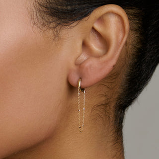Mini Goddess Twinkle Chain Hoops by Logan Hollowell Jewelry