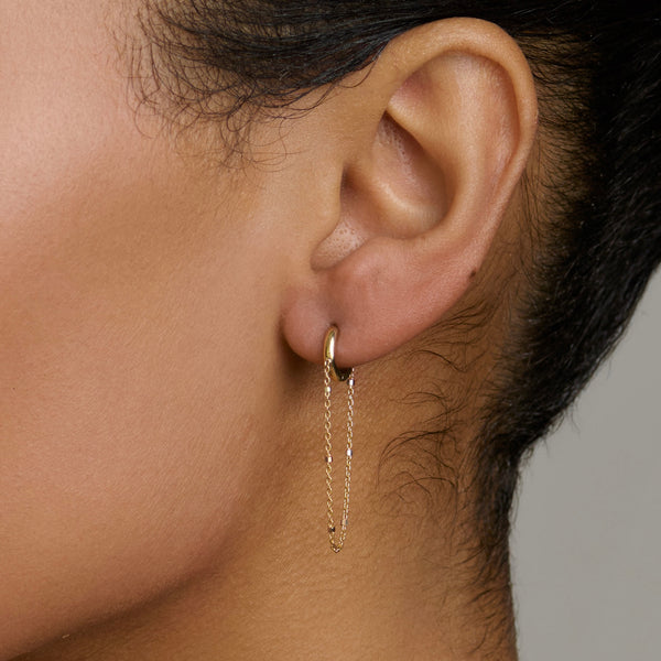 Mini Goddess Twinkle Chain Hoops by Logan Hollowell Jewelry