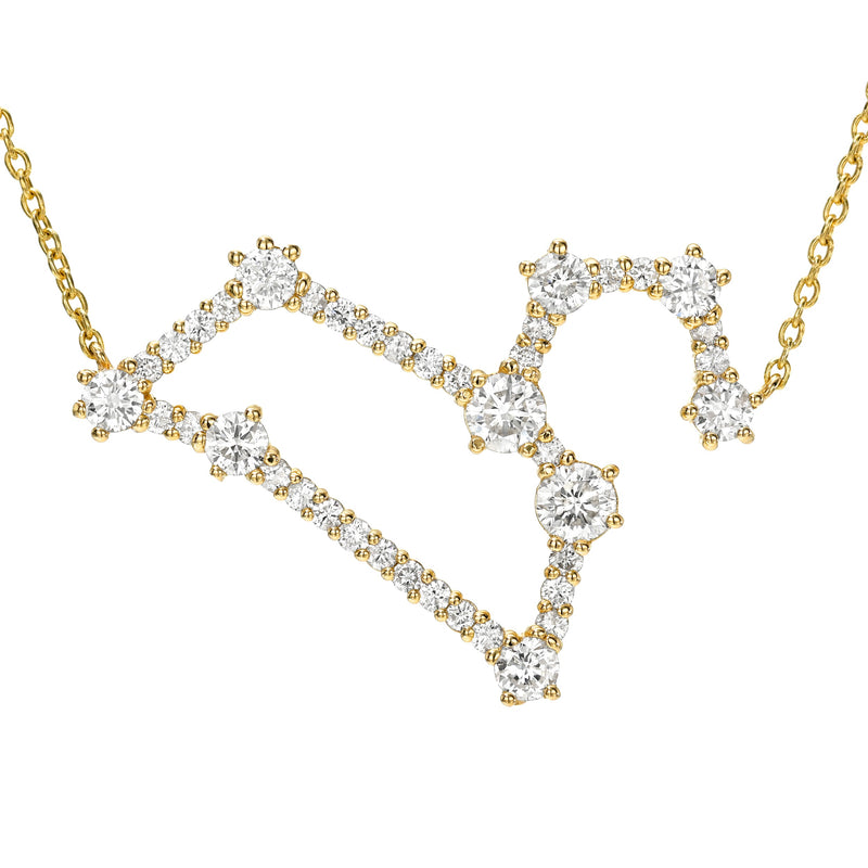 Diamond Pavé Leo Constellation Necklace Yellow Gold by Logan Hollowell Jewelry