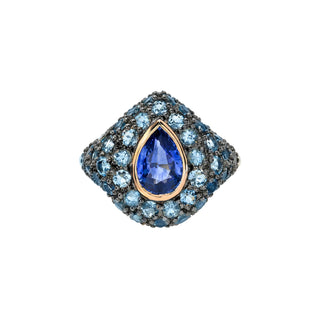 Blue Sapphire and Aqua Pop Rocks Ring