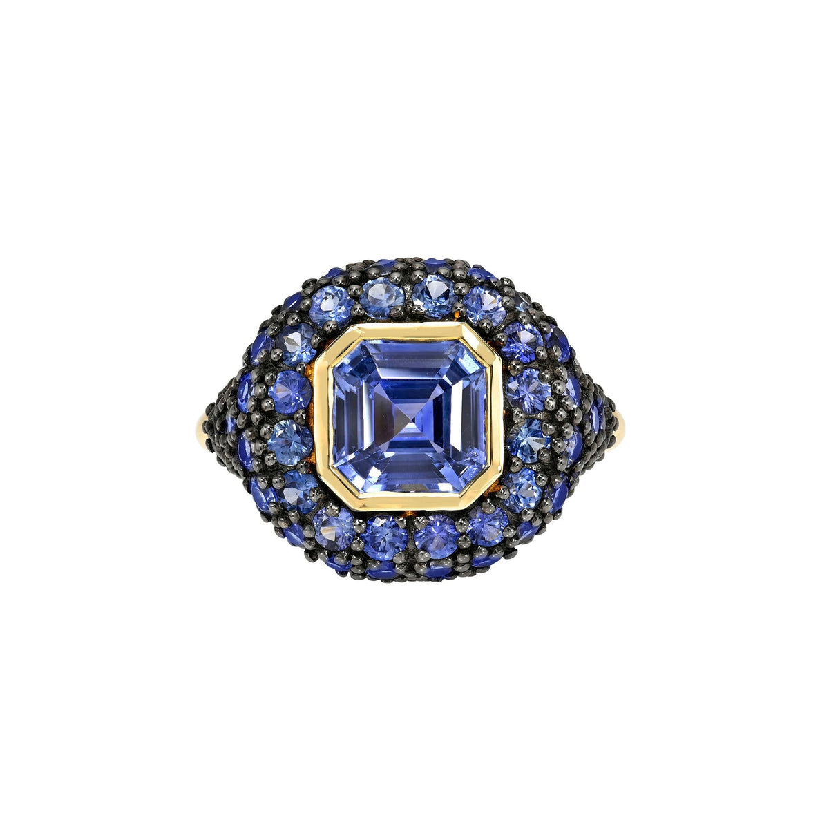 Blue Sapphire Pop Rocks Ring Yellow Gold 3 by Logan Hollowell Jewelry