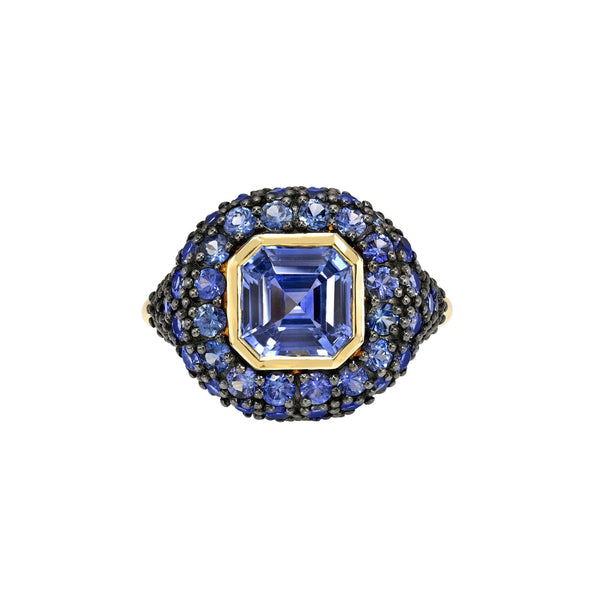 Blue Sapphire Pop Rocks Ring Yellow Gold 3 by Logan Hollowell Jewelry