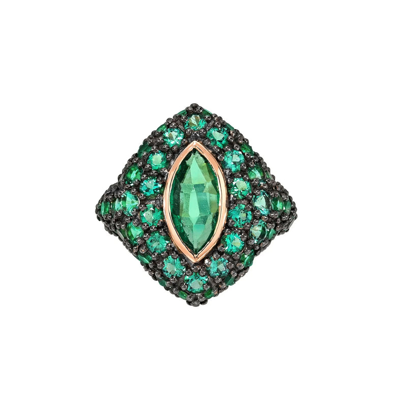 Emerald Pop Rocks Ring Rose Gold 3 by Logan Hollowell Jewelry