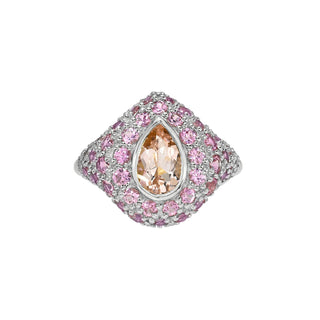 Morganite and Pink Sapphire Pop Rocks Ring White Gold 3 by Logan Hollowell Jewelry