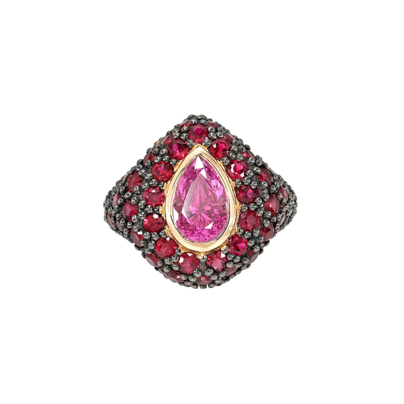 Pink Sapphire and Ruby Pop Rocks Ring Rose Gold 3 by Logan Hollowell Jewelry