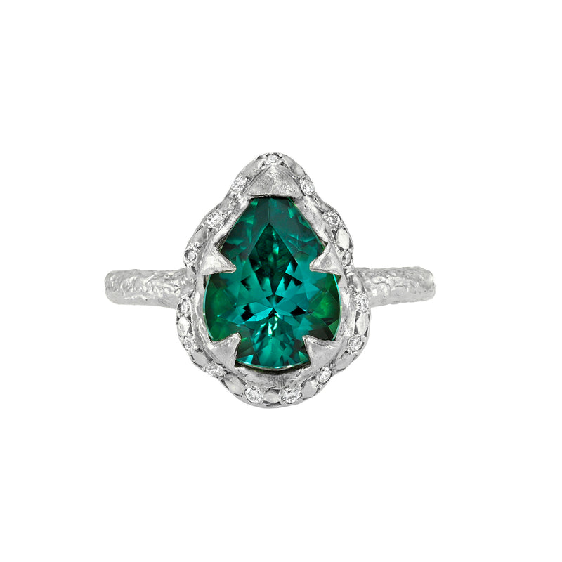Baby Queen Lagoon Sprinkle Diamond Ring White Gold 3 by Logan Hollowell Jewelry