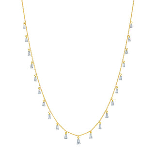 Tapered Baguette Diamond Dangle Necklace Yellow Gold by Logan Hollowell Jewelry