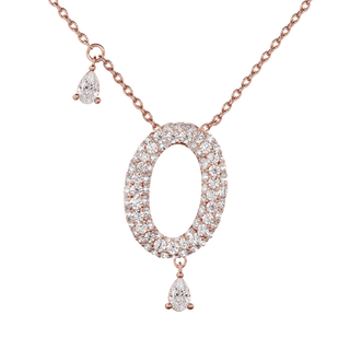 0 Pavé Diamond Numerology Necklace Rose Gold 20mm by Logan Hollowell Jewelry