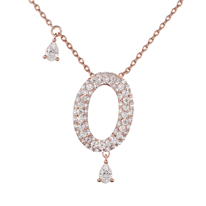 0 Pavé Diamond Numerology Necklace Rose Gold 20mm by Logan Hollowell Jewelry
