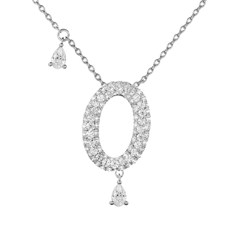 0 Pavé Diamond Numerology Necklace White Gold 20mm by Logan Hollowell Jewelry
