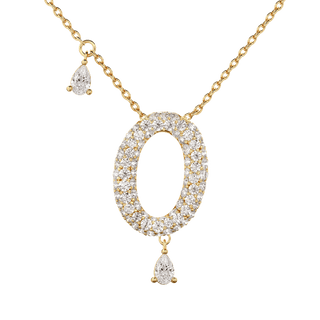 0 Pavé Diamond Numerology Necklace Yellow Gold 20mm by Logan Hollowell Jewelry
