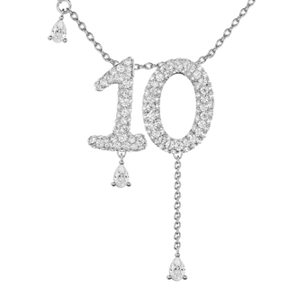 10 Pavé Diamond Numerology Necklace White Gold 20mm by Logan Hollowell Jewelry