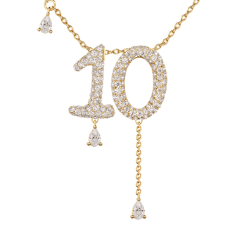 10 Pavé Diamond Numerology Necklace Yellow Gold 20mm by Logan Hollowell Jewelry