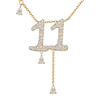 11 Pavé Diamond Numerology Necklace Yellow Gold 20mm by Logan Hollowell Jewelry