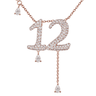 12 Pavé Diamond Numerology Necklace Rose Gold 20mm by Logan Hollowell Jewelry