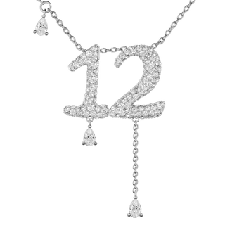 12 Pavé Diamond Numerology Necklace White Gold 20mm by Logan Hollowell Jewelry