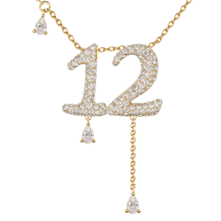 12 Pavé Diamond Numerology Necklace Yellow Gold 20mm by Logan Hollowell Jewelry