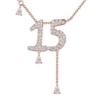 15 Pavé Diamond Numerology Necklace Rose Gold 20mm by Logan Hollowell Jewelry