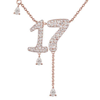 17 Pavé Diamond Numerology Necklace Rose Gold 20mm by Logan Hollowell Jewelry