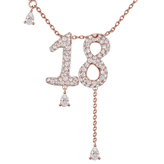18 Pavé Diamond Numerology Necklace Rose Gold 20mm by Logan Hollowell Jewelry