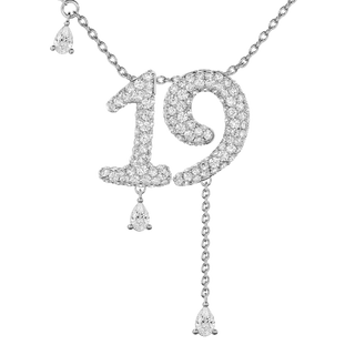 19 Pavé Diamond Numerology Necklace White Gold 20mm by Logan Hollowell Jewelry