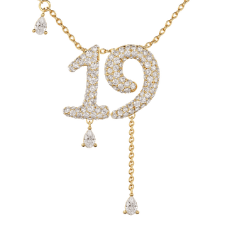 19 Pavé Diamond Numerology Necklace Yellow Gold 20mm by Logan Hollowell Jewelry