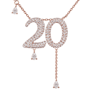 20 Pavé Diamond Numerology Necklace Rose Gold 20mm by Logan Hollowell Jewelry