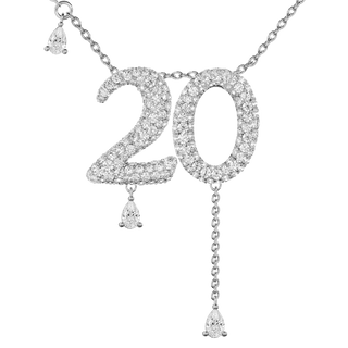 20 Pavé Diamond Numerology Necklace White Gold 20mm by Logan Hollowell Jewelry