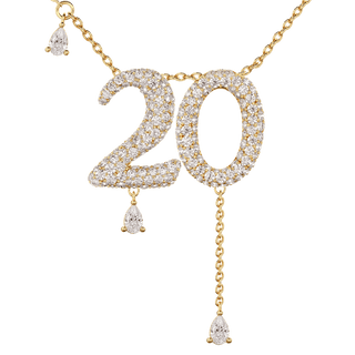 20 Pavé Diamond Numerology Necklace Yellow Gold 20mm by Logan Hollowell Jewelry