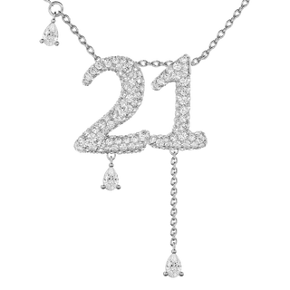 21 Pavé Diamond Numerology Necklace White Gold 20mm by Logan Hollowell Jewelry