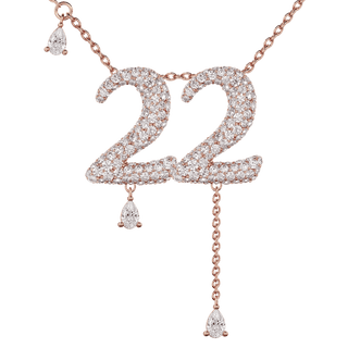 22 Pavé Diamond Numerology Necklace Rose Gold 20mm by Logan Hollowell Jewelry