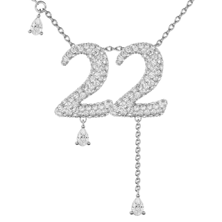 22 Pavé Diamond Numerology Necklace White Gold 20mm by Logan Hollowell Jewelry