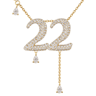 22 Pavé Diamond Numerology Necklace Yellow Gold 20mm by Logan Hollowell Jewelry