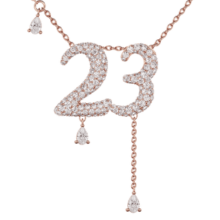 23 Pavé Diamond Numerology Necklace Rose Gold 20mm by Logan Hollowell Jewelry