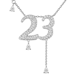 23 Pavé Diamond Numerology Necklace White Gold 20mm by Logan Hollowell Jewelry