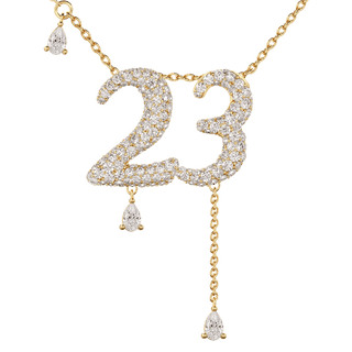23 Pavé Diamond Numerology Necklace Yellow Gold 20mm by Logan Hollowell Jewelry