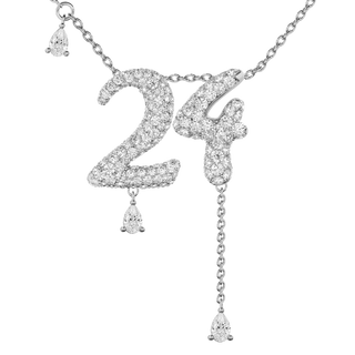 24 Pavé Diamond Numerology Necklace White Gold 20mm by Logan Hollowell Jewelry
