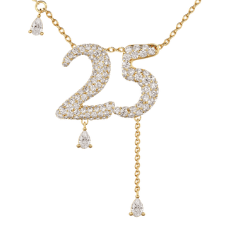 25 Pavé Diamond Numerology Necklace Yellow Gold 20mm by Logan Hollowell Jewelry