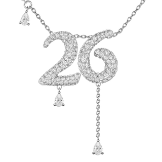 26 Pavé Diamond Numerology Necklace White Gold 20mm by Logan Hollowell Jewelry