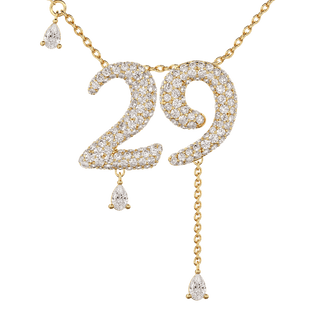 29 Pavé Diamond Numerology Necklace Yellow Gold 20mm by Logan Hollowell Jewelry