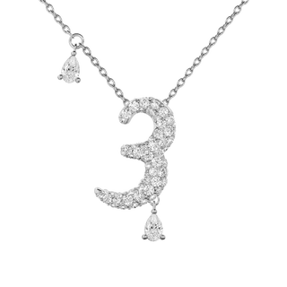 3 Pavé Diamond Numerology Necklace White Gold 20mm by Logan Hollowell Jewelry