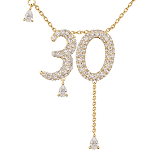 30 Pavé Diamond Numerology Necklace Yellow Gold 20mm by Logan Hollowell Jewelry