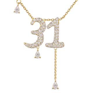 31 Pavé Diamond Numerology Necklace Yellow Gold 20mm by Logan Hollowell Jewelry