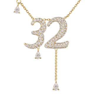 32 Pavé Diamond Numerology Necklace Yellow Gold 20mm by Logan Hollowell Jewelry